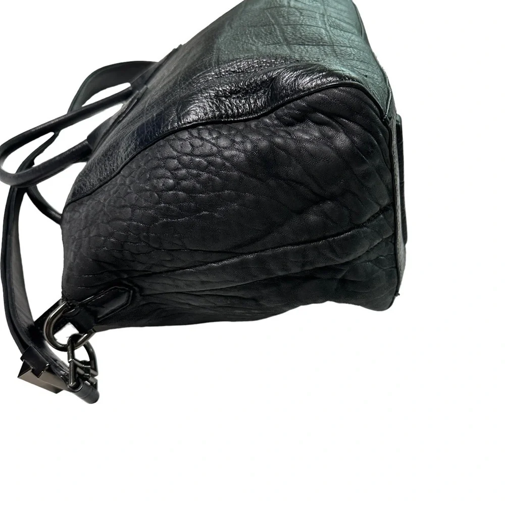 Vintage Givenchy Black Leather Croc Embossed Antigona Bag